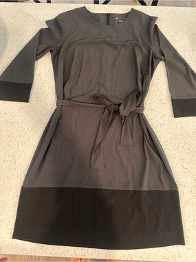 Armani Exchange Gray Midi Dress with Black Trim